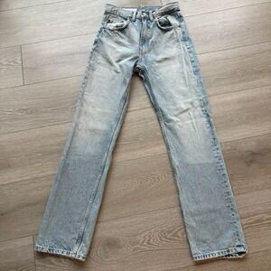 Zara‎ Womens Blue Denim Light Wash High Rise Straight Leg Jeans Size 2